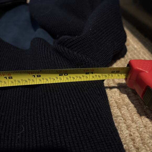 Barbour Storm Jumper Mens L Knit Wool Sweater Quarter Zip Pullover Blue - Picture 8 of 10